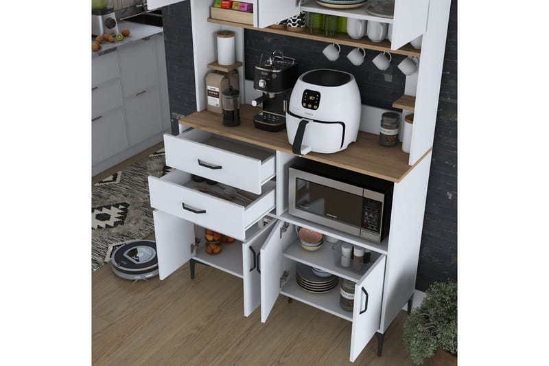 Flerbruks Kapasitetskap Cerreta 179 Valnøtt / Hvit - Valnøtt / Hvit - Oppbevaring - Skap - Oppbevaringsskap