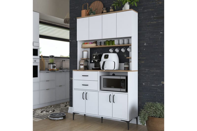 Flerbruks Kapasitetskap Cerreta 179 Valnøtt / Hvit - Valnøtt / Hvit - Oppbevaring - Skap - Oppbevaringsskap