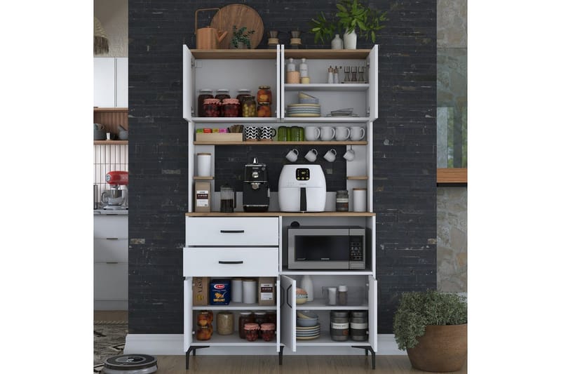 Flerbruks Kapasitetskap Cerreta 179 Valnøtt / Hvit - Valnøtt / Hvit - Oppbevaring - Skap - Oppbevaringsskap