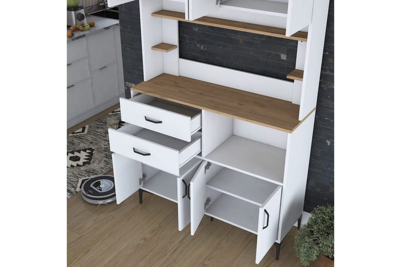 Flerbruks Kapasitetskap Cerreta 179 Valnøtt / Hvit - Valnøtt / Hvit - Oppbevaring - Skap - Oppbevaringsskap