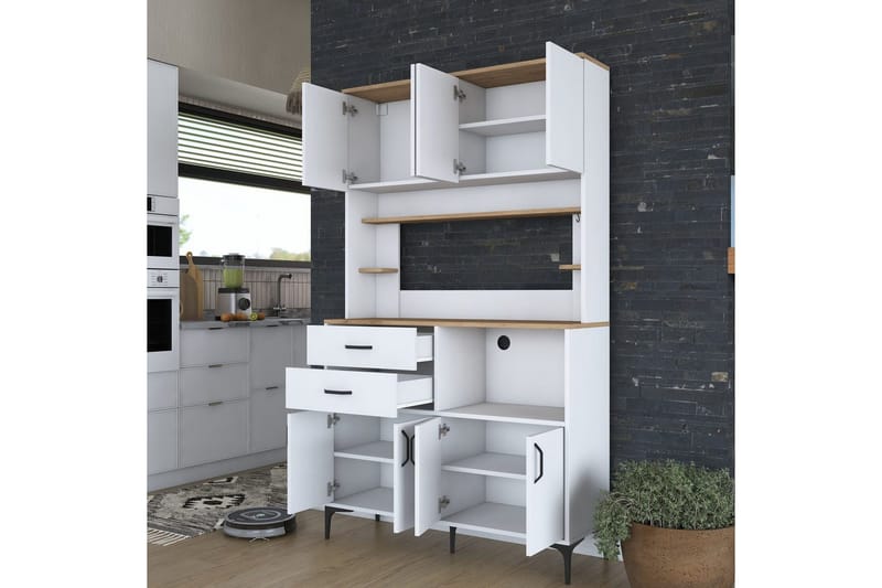 Flerbruks Kapasitetskap Cerreta 179 Valnøtt / Hvit - Valnøtt / Hvit - Oppbevaring - Skap - Oppbevaringsskap