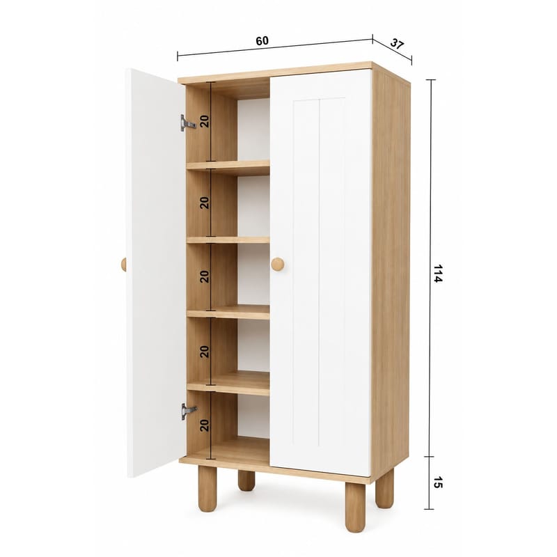 Flerbruks skap Hanah Home Ayka (60 x 129 x 37 cm) Hvit valnøtt - Hvit og valnøtt - Oppbevaring - Skap - Oppbevaringsskap