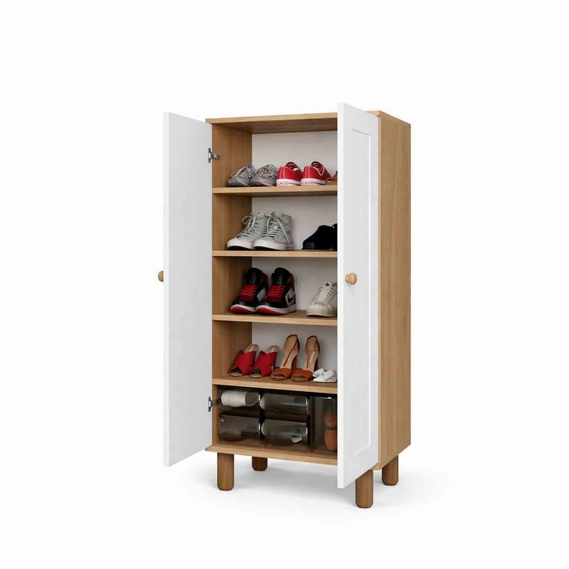 Flerbruks skap Hanah Home Ayka (60 x 129 x 37 cm) Hvit valnøtt - Hvit og valnøtt - Oppbevaring - Skap - Oppbevaringsskap
