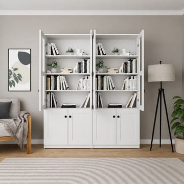 Flerbruks skap Hanah Home Lisa (160 x 190 x 37 cm) Hvit - Hvit - Oppbevaring - Skap - Vitrineskap