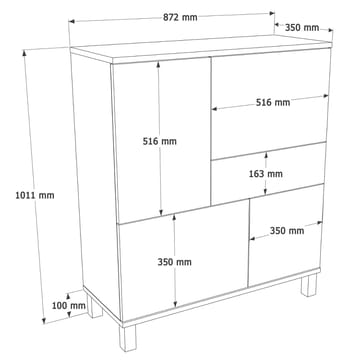 Flerbruks skap Hanah Home Mood (87,2 x 101,1 x 35 cm) Sand Oak - Sand og eik - Oppbevaring - Skap - Oppbevaringsskap