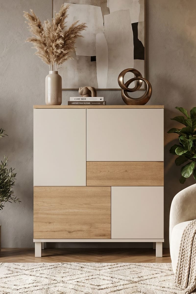 Flerbruks skap Hanah Home Mood (87,2 x 101,1 x 35 cm) Sand Oak - Sand og eik - Oppbevaring - Skap - Oppbevaringsskap