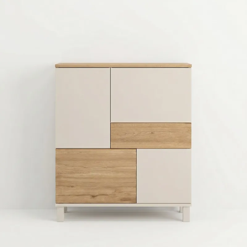 Flerbruks skap Hanah Home Mood (87,2 x 101,1 x 35 cm) Sand Oak, Sand og eik