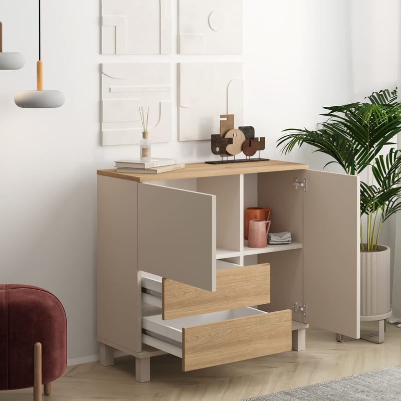 Flerbruks skap Hanah Home Mood (87,2 x 82,4 x 35 cm) Sand Oak - Sand og eik - Oppbevaring - Skap - Oppbevaringsskap