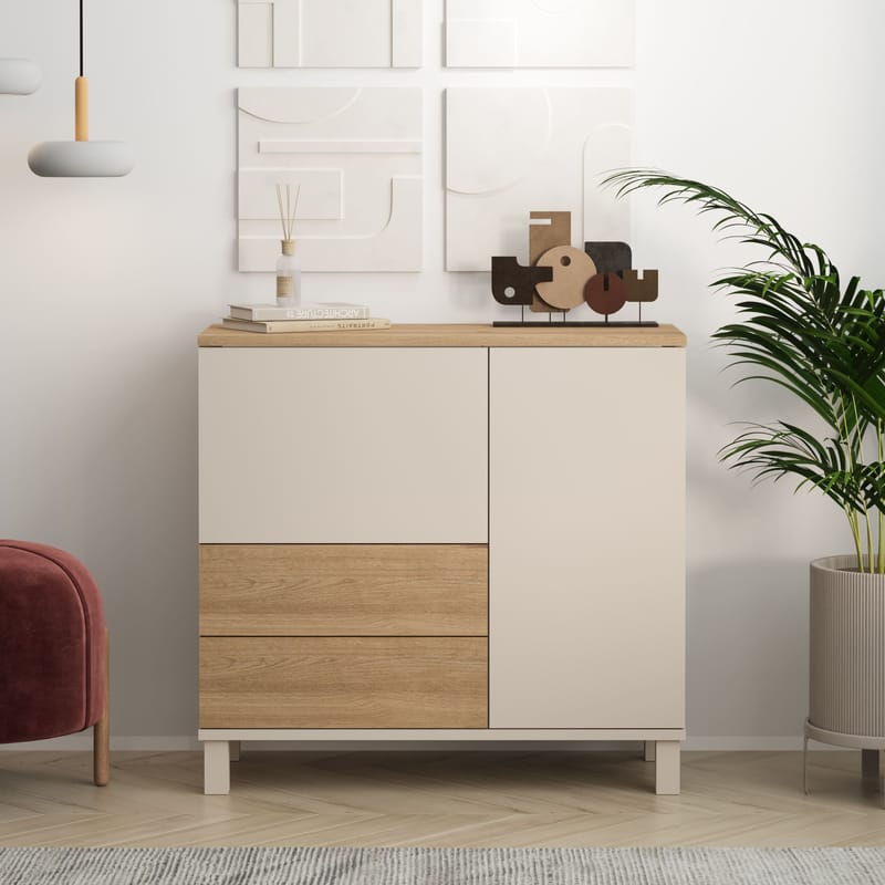 Flerbruks skap Hanah Home Mood (87,2 x 82,4 x 35 cm) Sand Oak - Sand og eik - Oppbevaring - Skap - Oppbevaringsskap