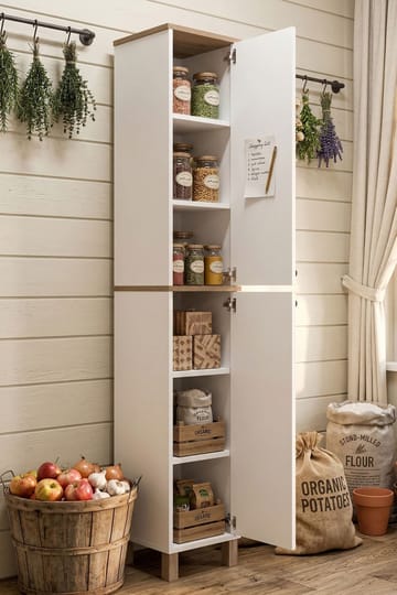 Flerbruks skap Hanah Home Nord (36 x 195,4 x 32 cm) Hvit eik - Hvit og eik - Oppbevaring - Skap - Oppbevaringsskap