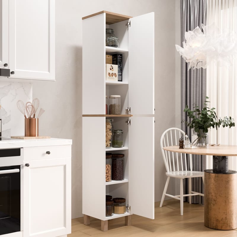 Flerbruks skap Hanah Home Nord (36 x 195,4 x 32 cm) Hvit eik - Hvit og eik - Oppbevaring - Skap - Oppbevaringsskap