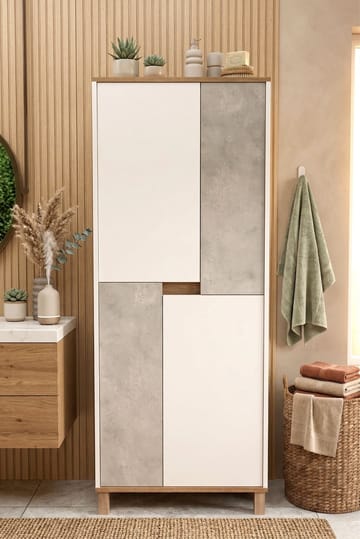 Flerbruks skap Hanah Home Nord (69,7 x 175 x 40 cm) Hvit eik grå - Hvit / eik / grå - Oppbevaring - Skap - Oppbevaringsskap