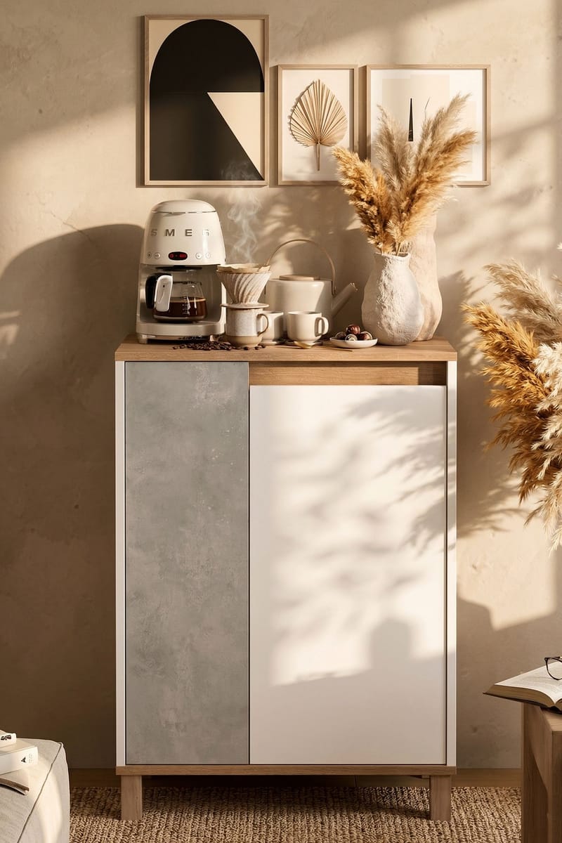 Flerbruks skap Hanah Home Nord (69,7 x 97 x 40 cm) Hvit eik grå - Hvit eik grå - Oppbevaring - Skap - Oppbevaringsskap