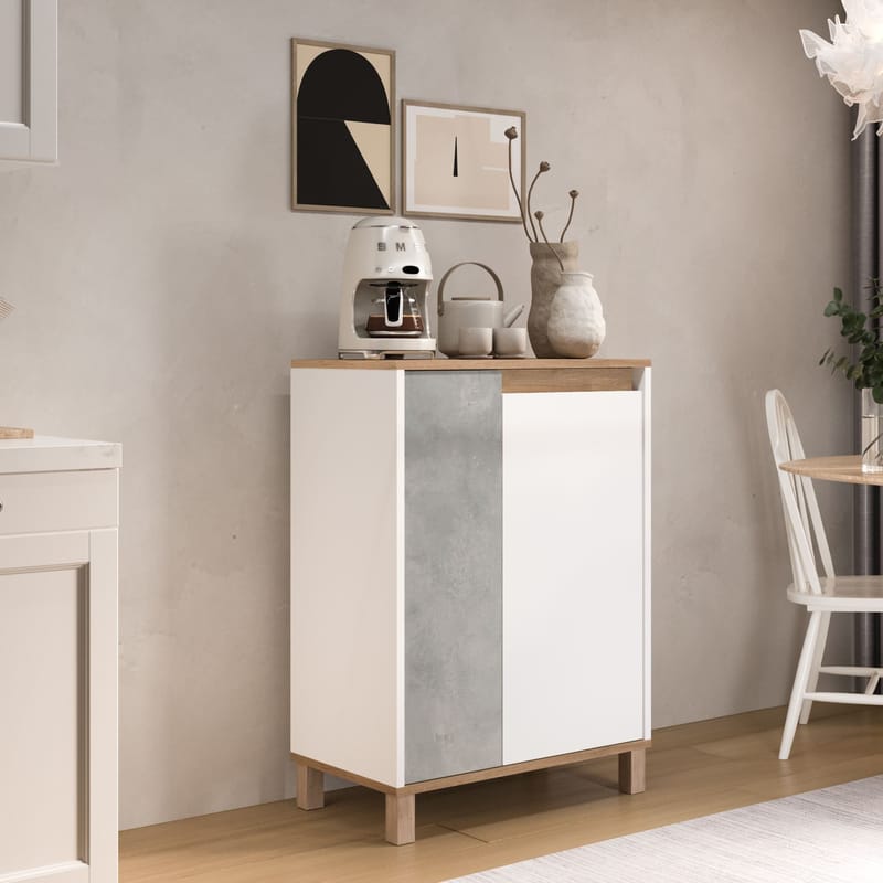 Flerbruks skap Hanah Home Nord (69,7 x 97 x 40 cm) Hvit eik grå - Hvit eik grå - Oppbevaring - Skap - Oppbevaringsskap