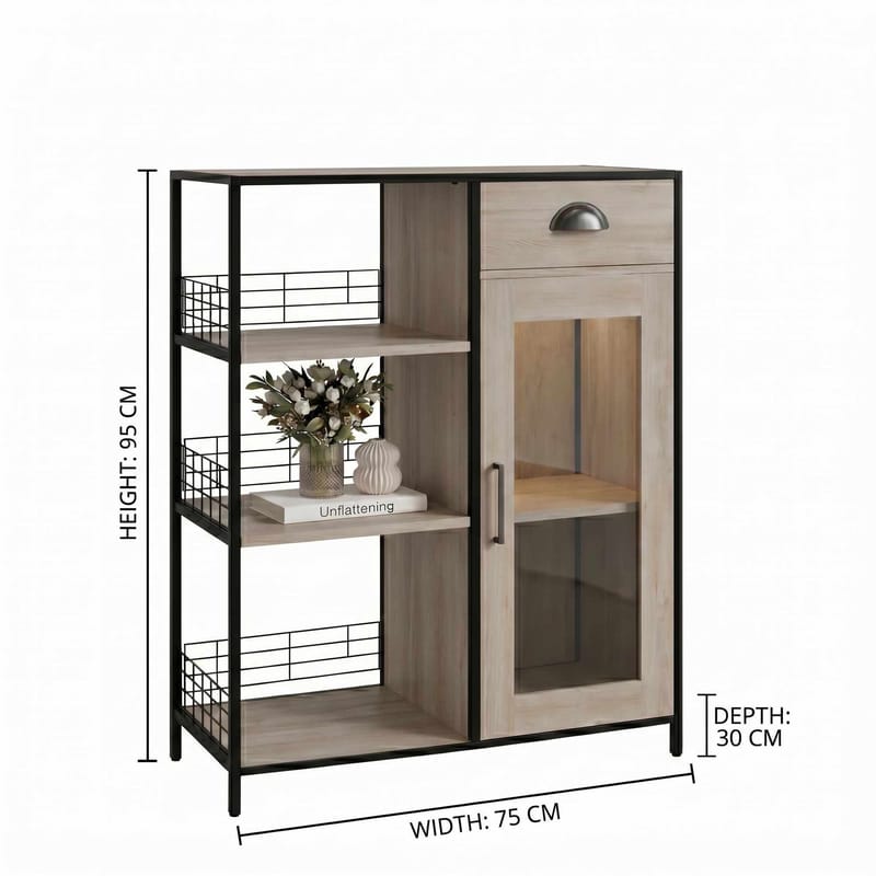 Flerbruks skap Hanah Home Nova (75 x 95 x 30 cm) Atlantic Pine - Atlantic Pine - Oppbevaring - Skap - Oppbevaringsskap