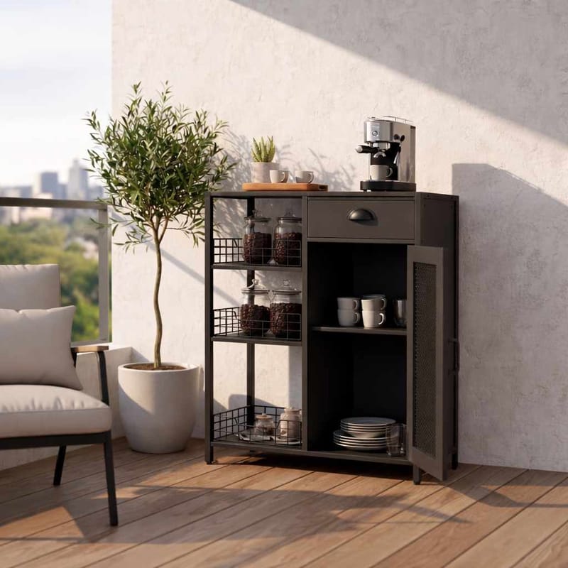Flerbruks skap Hanah Home Nova (75 x 95 x 30 cm) Svart - Svart - Oppbevaring - Skap - Oppbevaringsskap