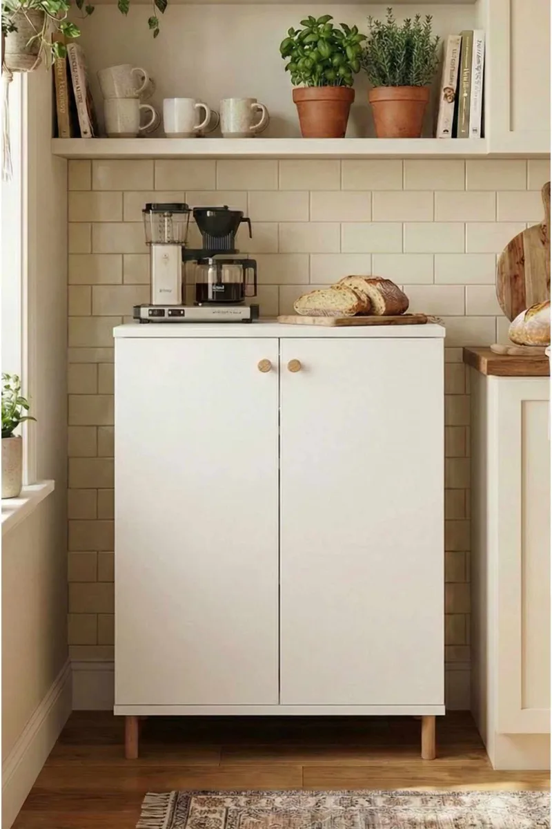 Flerbruks skap Hanah Home Peka Cabinet (60 x 85 x 30 cm) Hvit, Hvit