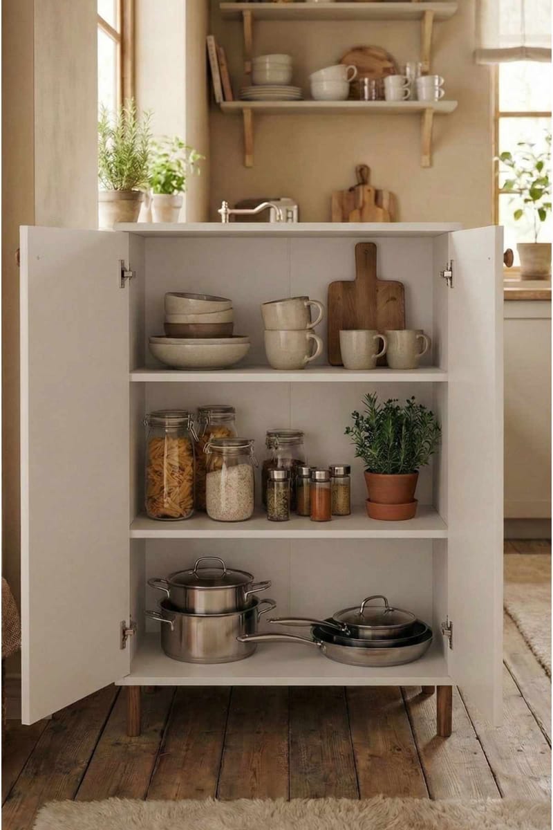 Flerbruks skap Hanah Home Peka Cabinet (60 x 85 x 30 cm) Hvit - Hvit - Oppbevaring - Skap - Oppbevaringsskap
