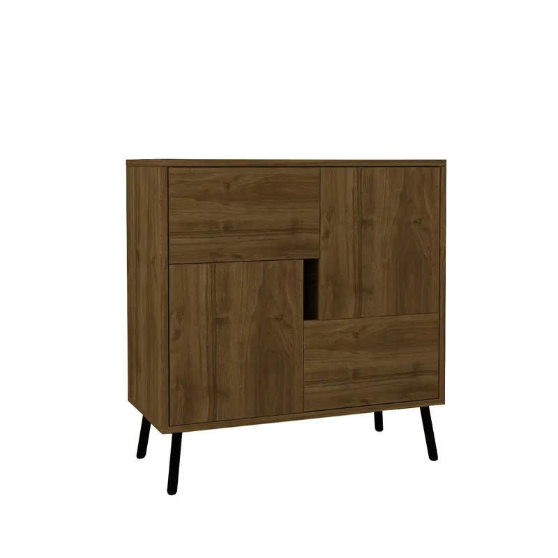 Flerbruks skap Homitis Darien (76,5 x 79,5 x 35 cm) Istanbul valnøtt svart tre