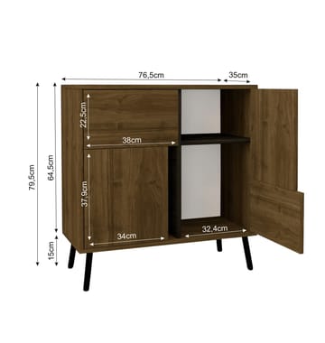 Flerbruks skap Homitis Darien (76,5 x 79,5 x 35 cm) Istanbul valnøtt svart tre - Oppbevaring - Skap - Oppbevaringsskap