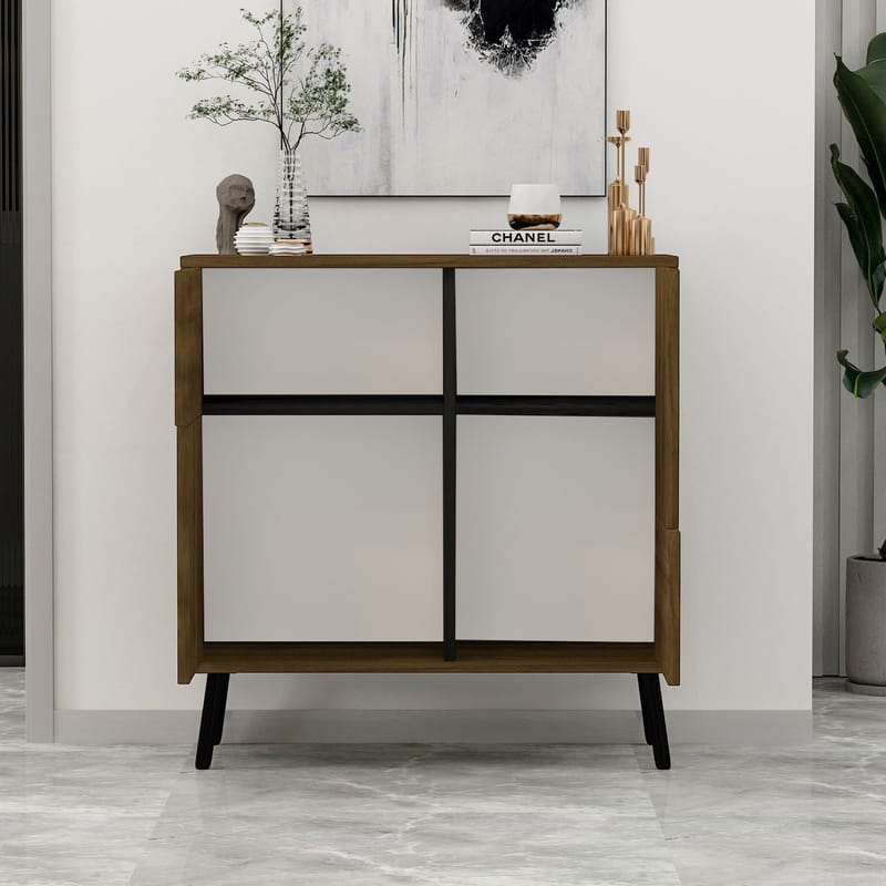 Flerbruks skap Homitis Darien (76,5 x 79,5 x 35 cm) Istanbul valnøtt svart tre - Oppbevaring - Skap - Oppbevaringsskap
