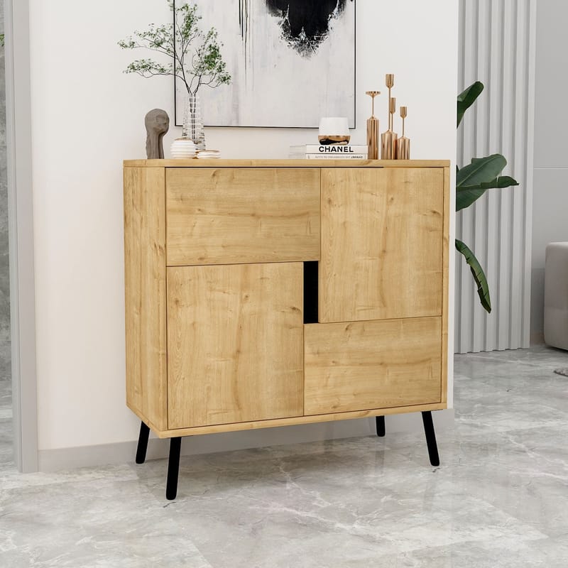 Flerbruks skap Homitis Darien (76,5 x 79,5 x 35 cm) Safir-eik svart tre - Oppbevaring - Skap - Oppbevaringsskap