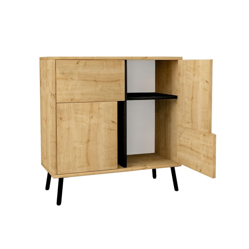Flerbruks skap Homitis Darien (76,5 x 79,5 x 35 cm) Safir-eik svart tre - Oppbevaring - Skap - Oppbevaringsskap