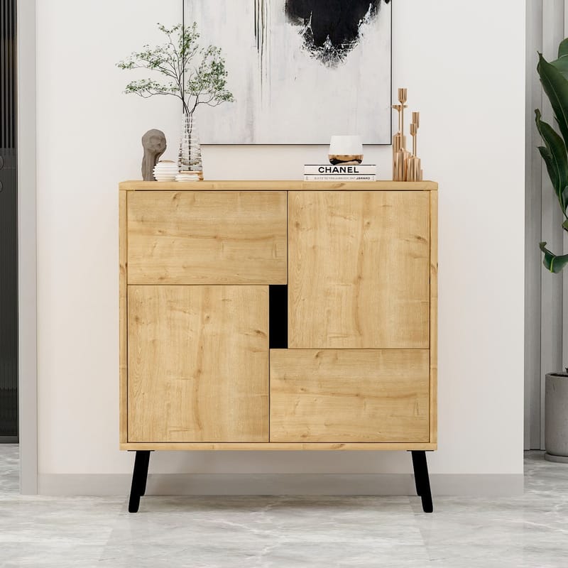 Flerbruks skap Homitis Darien (76,5 x 79,5 x 35 cm) Safir-eik svart tre - Oppbevaring - Skap - Oppbevaringsskap