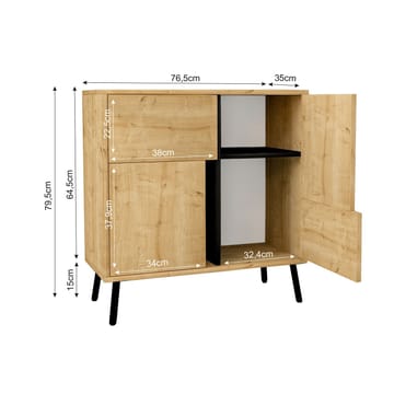 Flerbruks skap Homitis Darien (76,5 x 79,5 x 35 cm) Safir-eik svart tre - Oppbevaring - Skap - Oppbevaringsskap