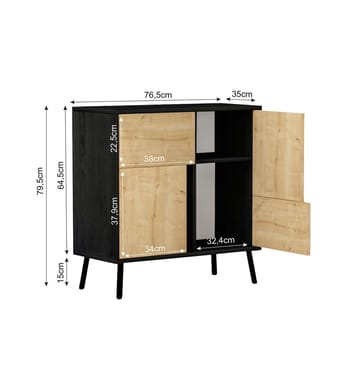 Flerbruks skap Homitis Darien (76,5 x 79,5 x 35 cm) Svart tre safir-eik - Oppbevaring - Skap - Oppbevaringsskap