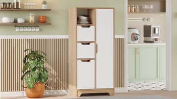 Flerbruks skap Homitis Libero (71 x 140 x 34 cm) Eik hvit - Oppbevaring - Skap - Oppbevaringsskap