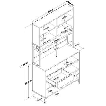 Flerbruks skap Wallxpert Mira Shelf (120 x 218,6 x 45 cm) Hvit Valnøtt - Hvit og valnøtt - Oppbevaring - Skap - Oppbevaringsskap