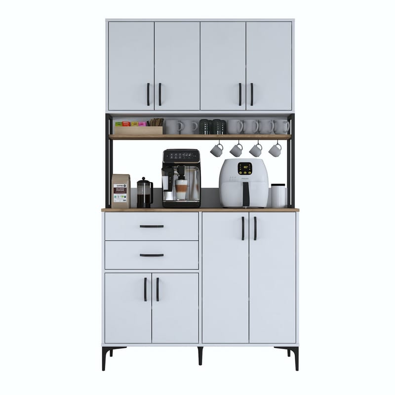 Flerbruks skap Wallxpert Mira Shelf (120 x 218,6 x 45 cm) Hvit Valnøtt - Hvit og valnøtt - Oppbevaring - Skap - Oppbevaringsskap
