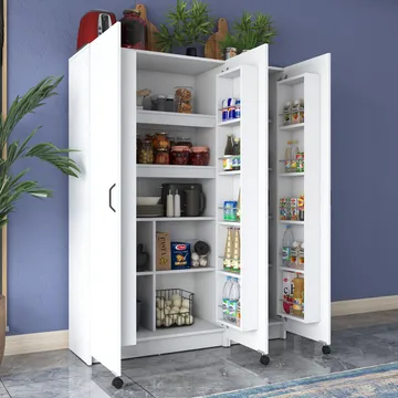 Flerbruks skap Wallxpert Nyra (135 x 180 x 42 cm) hvit - Hvit - Oppbevaring - Skap - Oppbevaringsskap