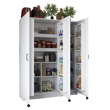 Flerbruks skap Wallxpert Nyra (135 x 180 x 42 cm) hvit - Hvit - Oppbevaring - Skap - Oppbevaringsskap