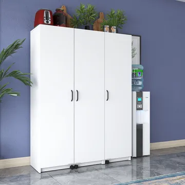 Flerbruks skap Wallxpert Nyra (135 x 180 x 42 cm) hvit - Hvit - Oppbevaring - Skap - Oppbevaringsskap