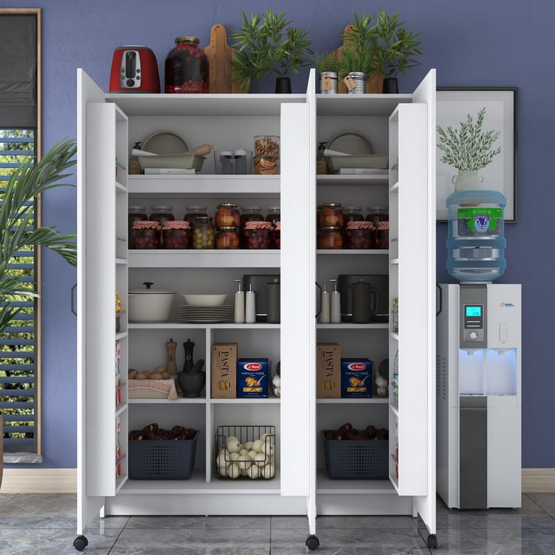 Flerbruks skap Wallxpert Nyra (135 x 180 x 42 cm) hvit - Hvit - Oppbevaring - Skap - Oppbevaringsskap