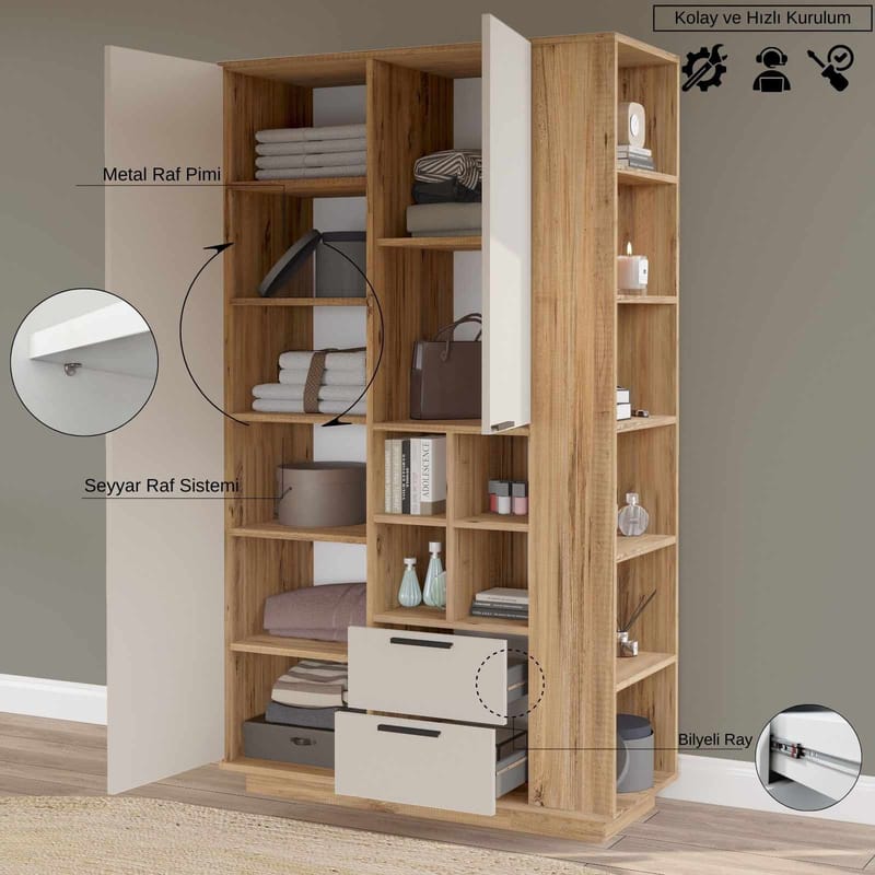 Flerbruksskap Skye Decor Dara (110 x 190 x 45 cm) Atlantic Pine - Atlantic Pine - Oppbevaring - Skap - Oppbevaringsskap