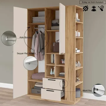 Flerbruksskap Skye Decor Dara (110 x 190 x 45 cm) Atlantic Pine - Atlantic Pine - Oppbevaring - Skap - Oppbevaringsskap