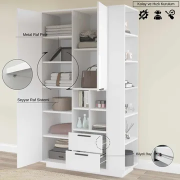 Flerbruksskap Skye Decor Dara (110 x 190 x 45 cm) Hvit - Hvit - Oppbevaring - Skap - Oppbevaringsskap