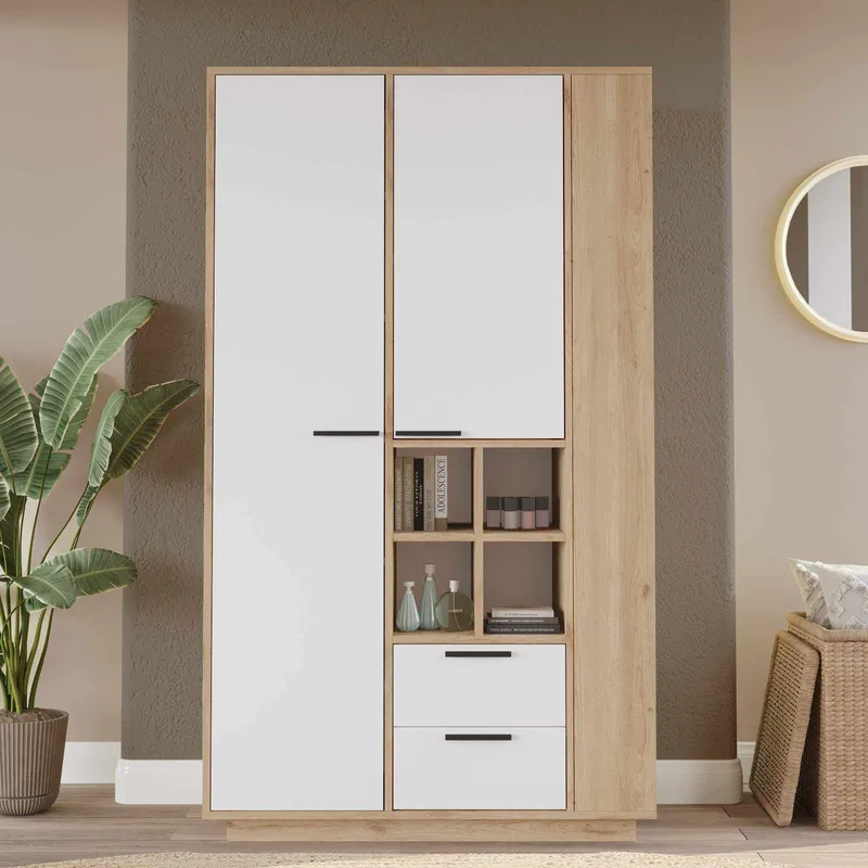 Flerbruksskap Skye Decor Dara (110 x 190 x 45 cm) Natural White - Naturlig og hvit - Oppbevaring - Skap - Oppbevaringsskap