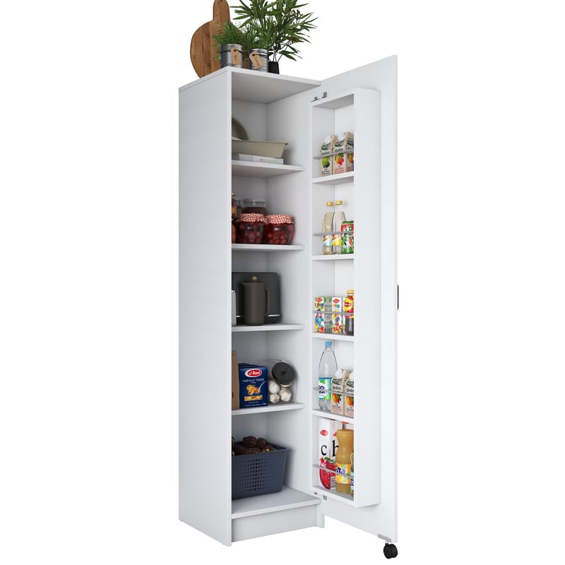 Flerbruksskap Wallxpert Eska (45 x 180 x 42 cm) Hvit - Hvit - Oppbevaring - Skap - Oppbevaringsskap
