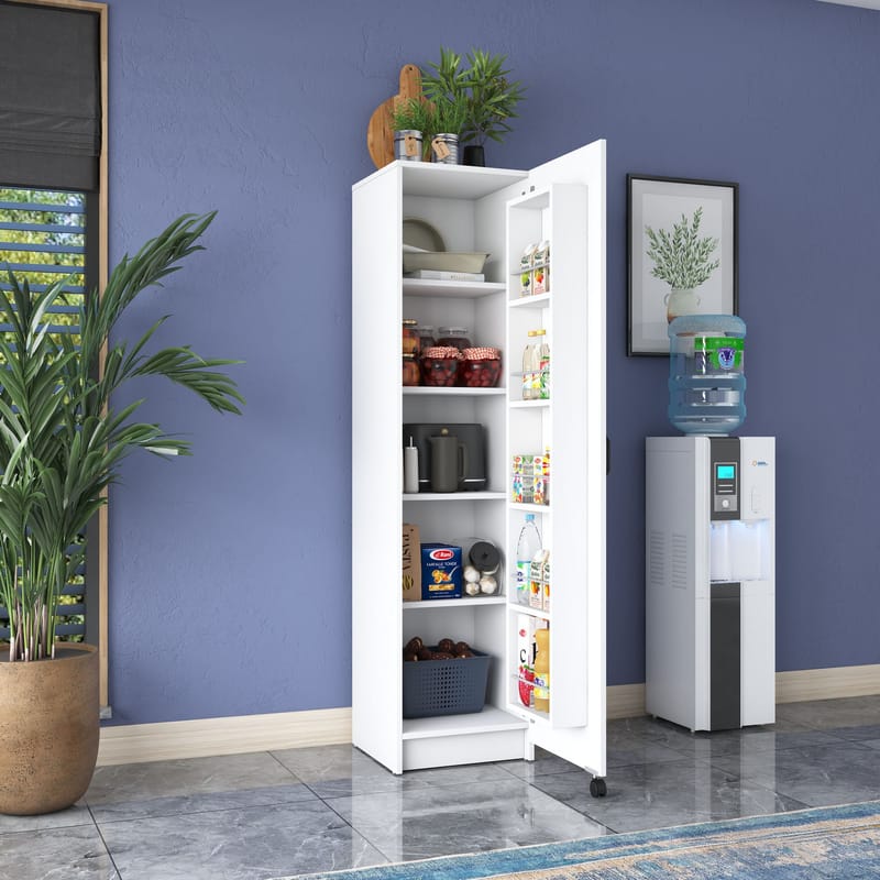 Flerbruksskap Wallxpert Eska (45 x 180 x 42 cm) Hvit - Hvit - Oppbevaring - Skap - Oppbevaringsskap