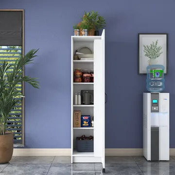 Flerbruksskap Wallxpert Eska (45 x 180 x 42 cm) Hvit - Hvit - Oppbevaring - Skap - Oppbevaringsskap