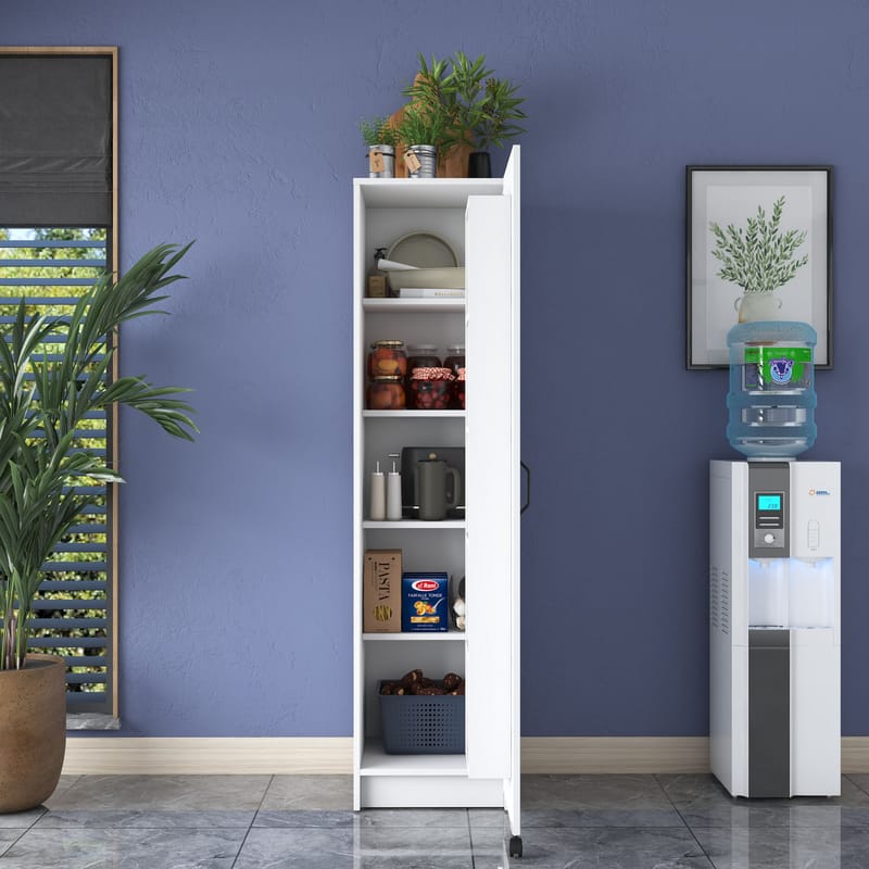 Flerbruksskap Wallxpert Eska (45 x 180 x 42 cm) Hvit - Hvit - Oppbevaring - Skap - Oppbevaringsskap