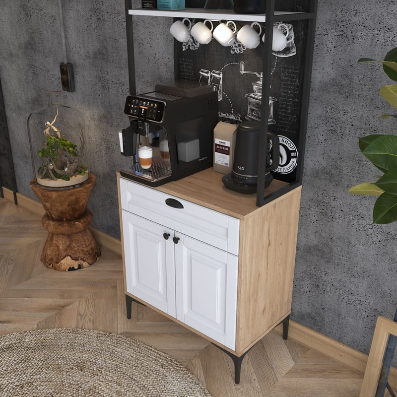 Flerbruksskap Wallxpert Fenn (70 x 184,6 x 40 cm) Valnøtt hvit - Valnøtt og hvit - Oppbevaring - Skap - Oppbevaringsskap