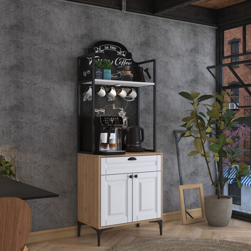 Flerbruksskap Wallxpert Fenn (70 x 184,6 x 40 cm) Valnøtt hvit - Valnøtt og hvit - Oppbevaring - Skap - Oppbevaringsskap