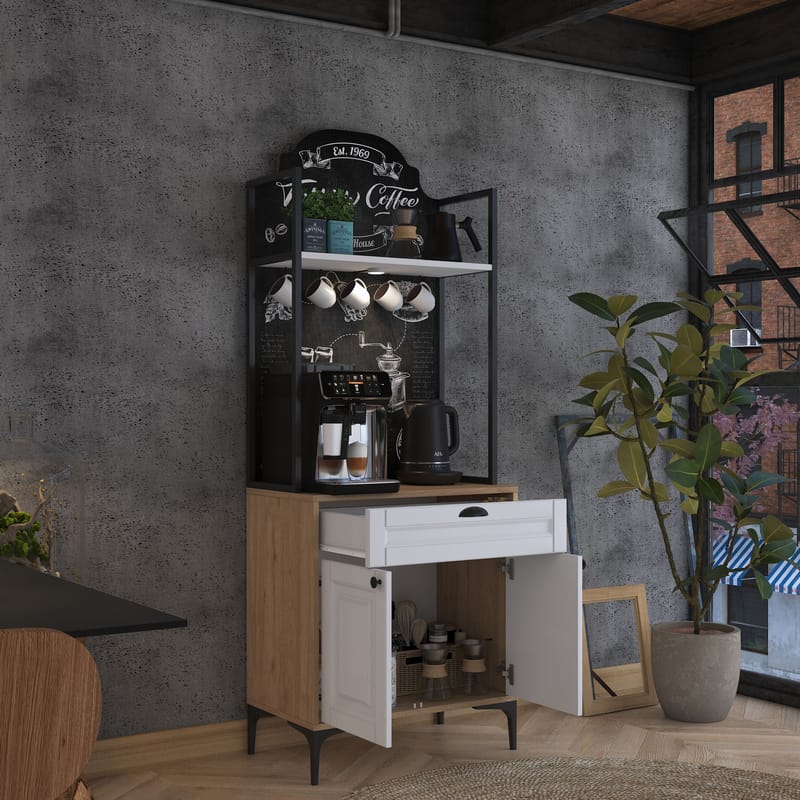 Flerbruksskap Wallxpert Fenn (70 x 184,6 x 40 cm) Valnøtt hvit - Valnøtt og hvit - Oppbevaring - Skap - Oppbevaringsskap