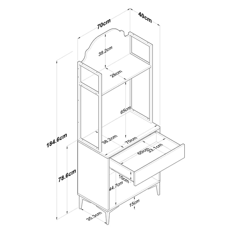Flerbruksskap Wallxpert Fenn (70 x 184,6 x 40 cm) Valnøtt hvit - Valnøtt og hvit - Oppbevaring - Skap - Oppbevaringsskap