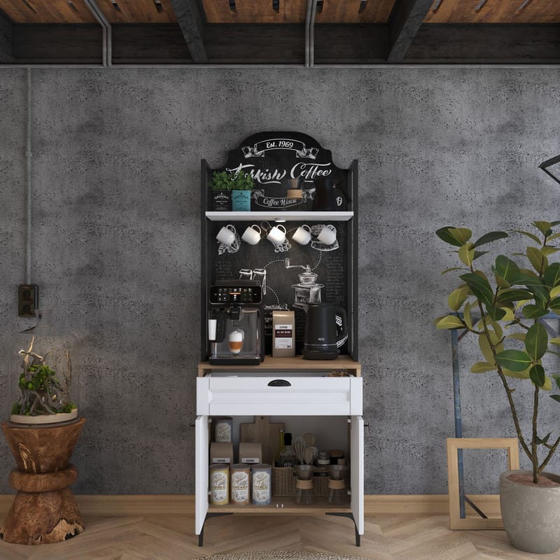 Flerbruksskap Wallxpert Fenn (70 x 184,6 x 40 cm) Valnøtt hvit - Valnøtt og hvit - Oppbevaring - Skap - Oppbevaringsskap